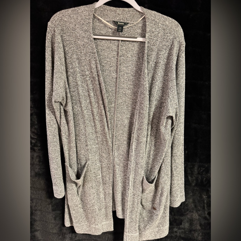 Roots Charcoal Women's Open Cardigan